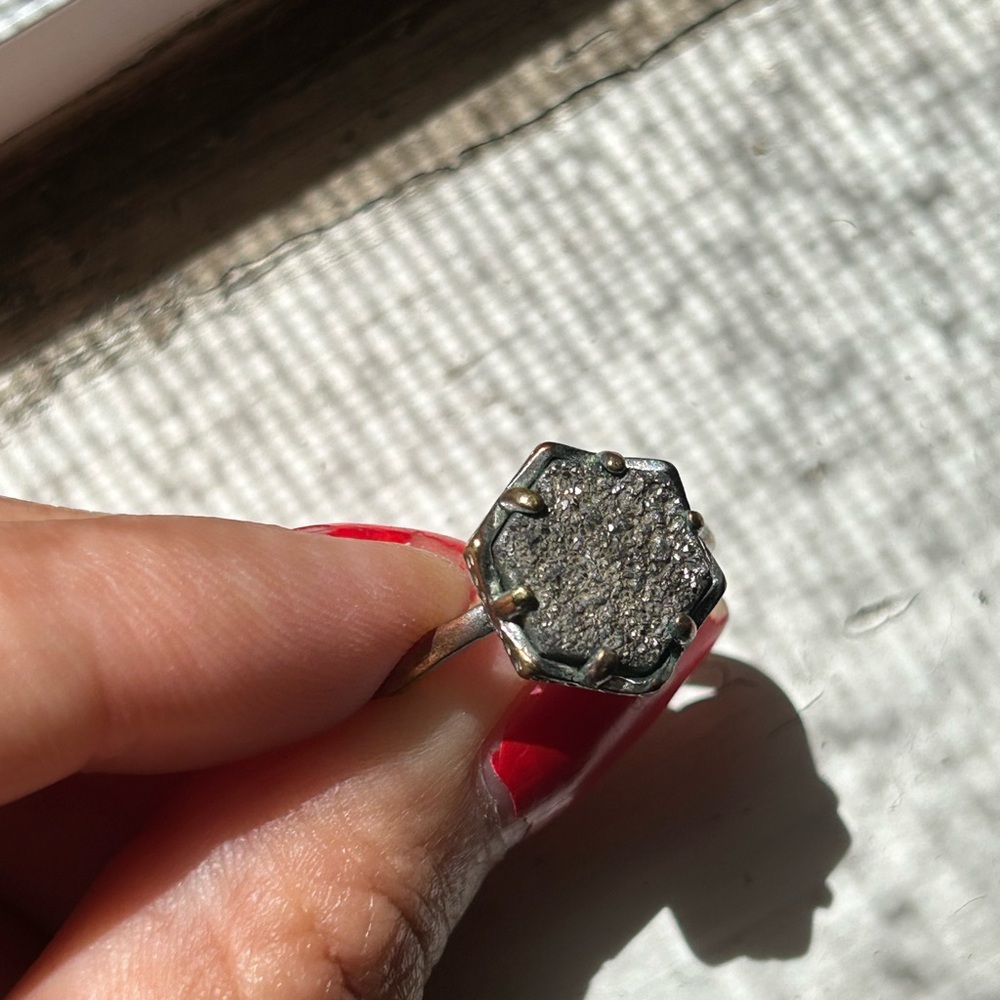 Kendra Scott Druzy Geode Sparkly Crystal Hexagonal Ring